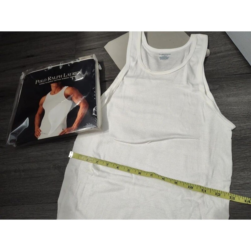 Set of three classic cotton ribbed tanks tank tops white men's size M